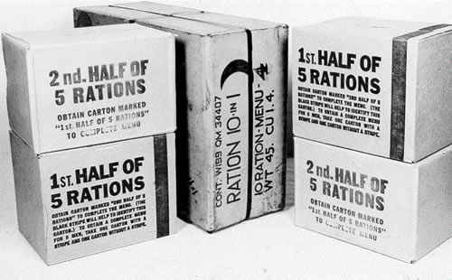 Each carton held four "half" boxes, totalling 10 meals.
